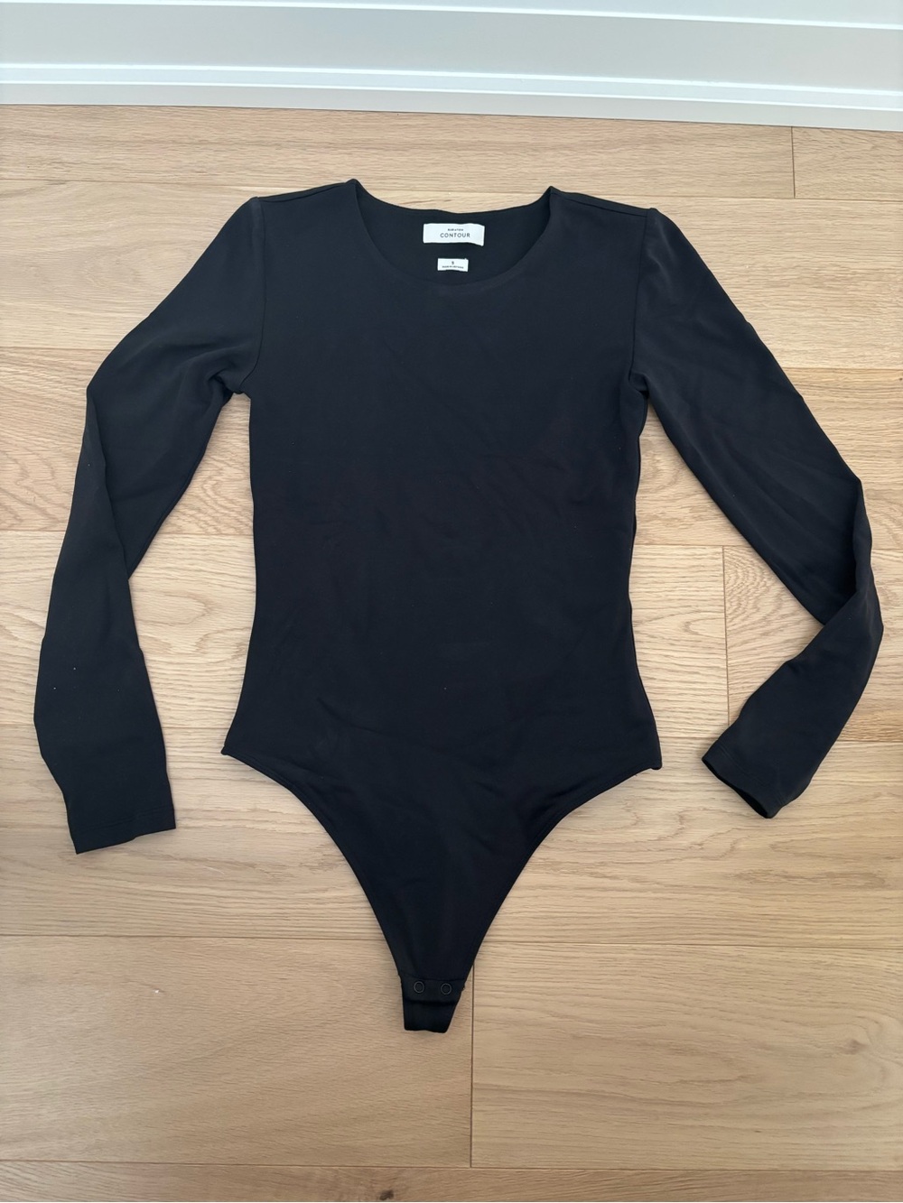 Babaton Black Long-Sleeve Crewneck Bodysuit